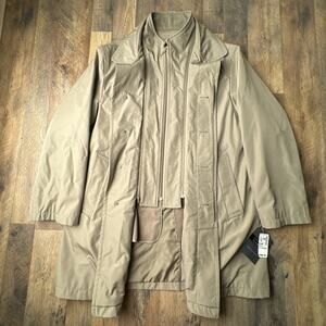 Vintage Jos‎ A. Bank Raincoat Jacket Men's Size Medium 38 S Beige Wool Lined NWT